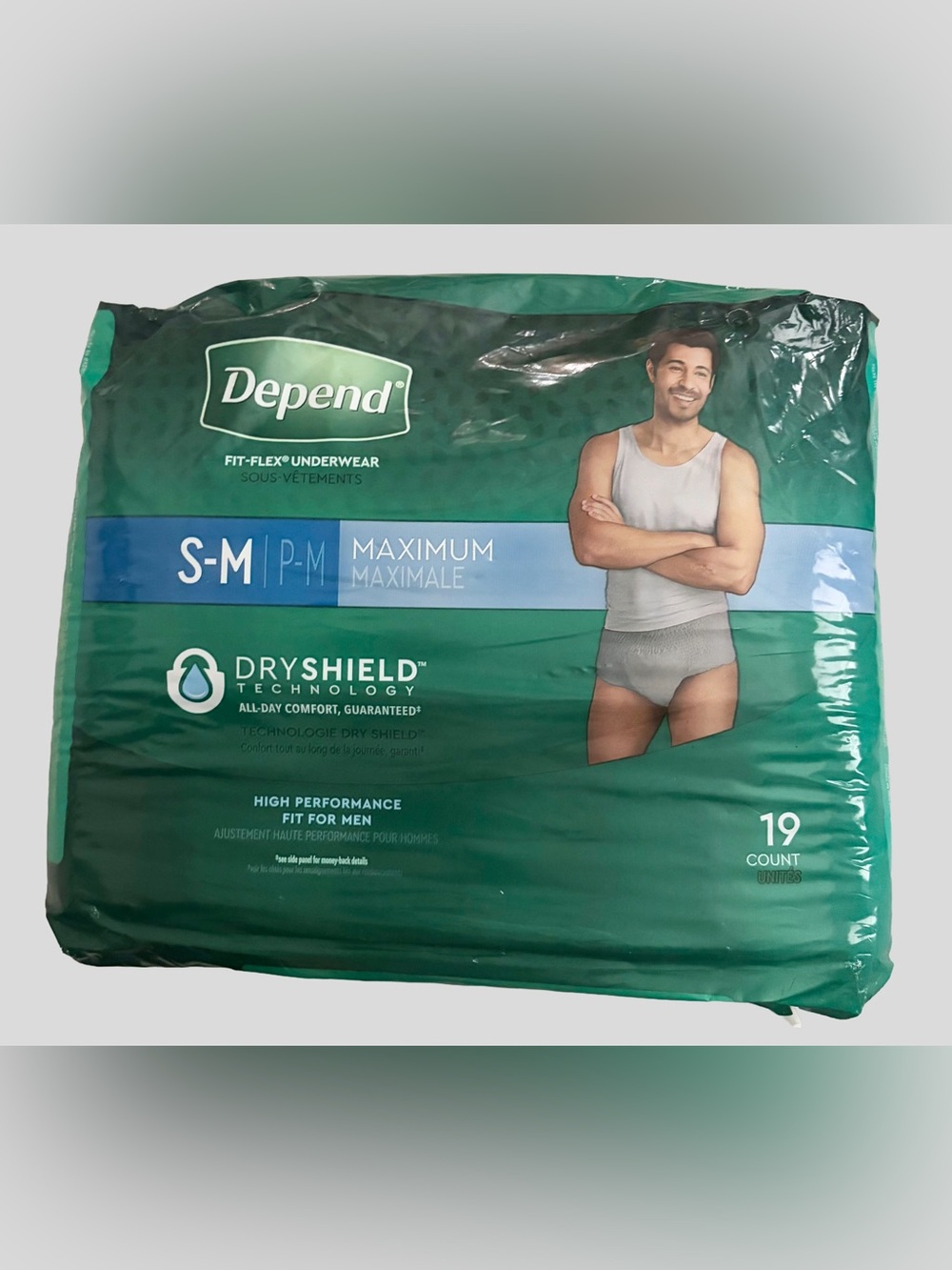 Depend Fit-Flex Men’s Underwear S/M Maximum Absorbency 19 Count NEW